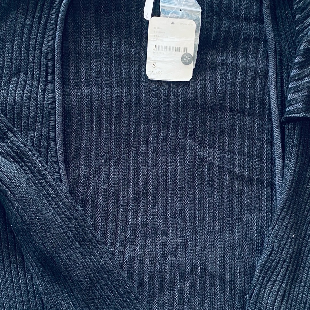 NWT Free People Ribbed Knit Slim Long Cardigan Black - Picture 3 of 4